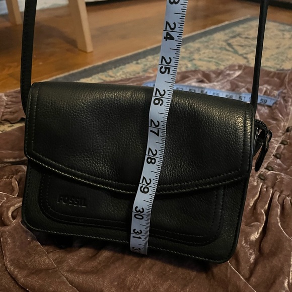 90s Fossil Black Pebbled Leather Crossbody Bag - Picture 7 of 8